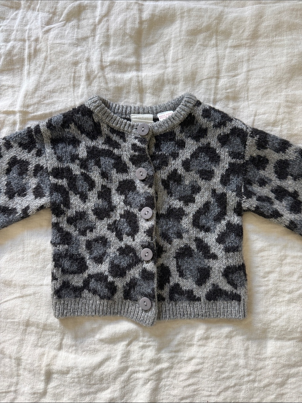 Zara Kids Grey Leopard Knit Cardigan Size 2T